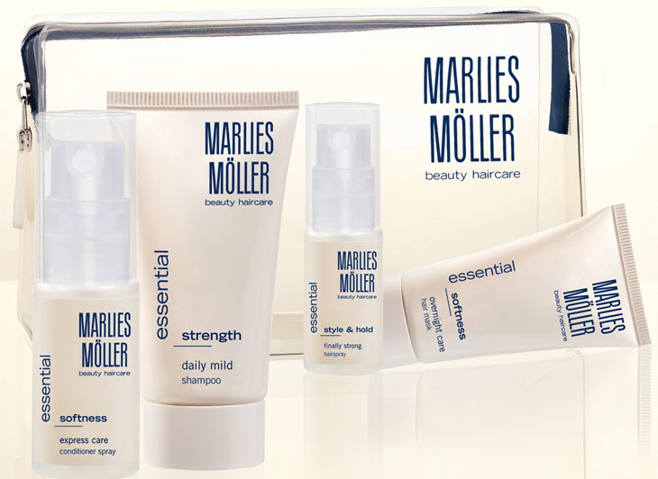 MARLIES M&Ouml;LLER ESSENTIAL Hair Care as a Weekend Set in a transparent travel pouch